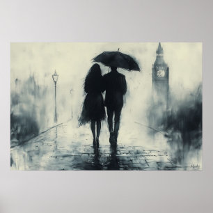 Affiche Promenade romantique sous la pluie sous Big Ben