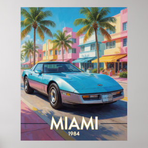 Affiche Promenade tropicale à Miami 1984 Floride