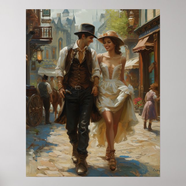 Affiche Promenade victorienne - Elégance vapeur (Devant)