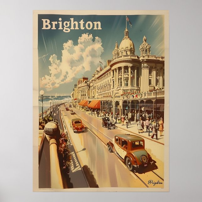 Affiche Promenade vintage à Sunny Brighton (Devant)
