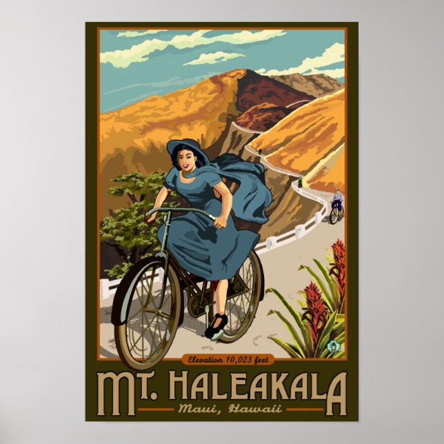 Affiche Promenades à vélo du mont Haleakala Hawaii (Devant)