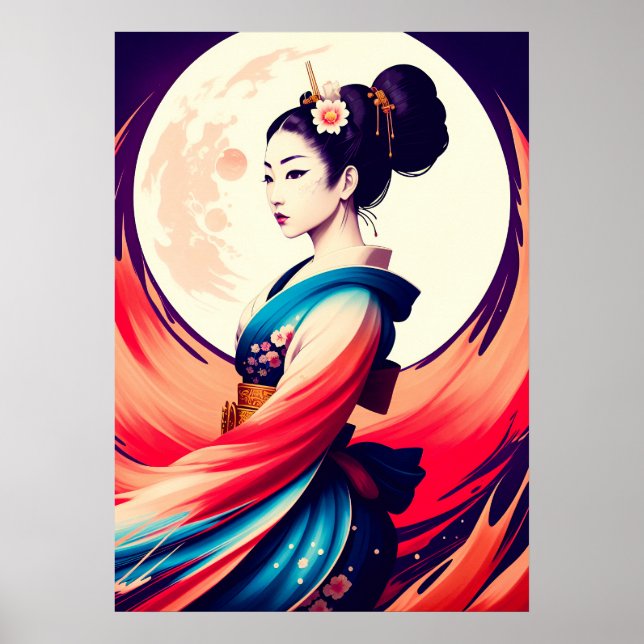 Affiche Promenez-Vous Au Lune Japonaise Geisha (Devant)