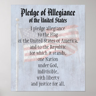 Affiche Promesse d'allégeance US Drapeau Histoire Classe