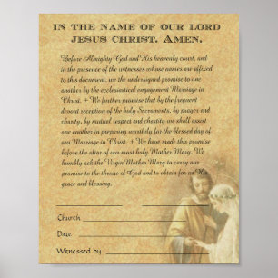 Affiche Promesse du Fiançailles Mariage catholique