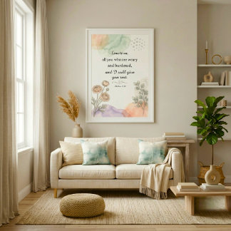 Affiche Promesses de Dieu dans la Bible à l'aquarelle neut