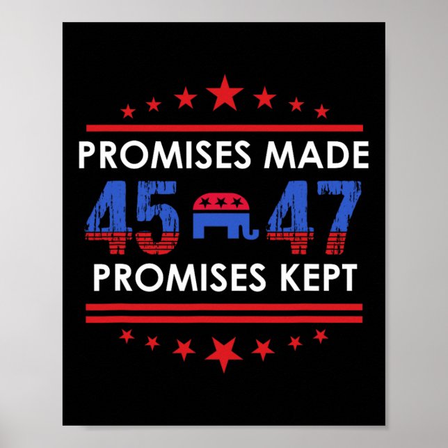 Affiche Promesses faites Garder Trump 45 47 Signer (Devant)