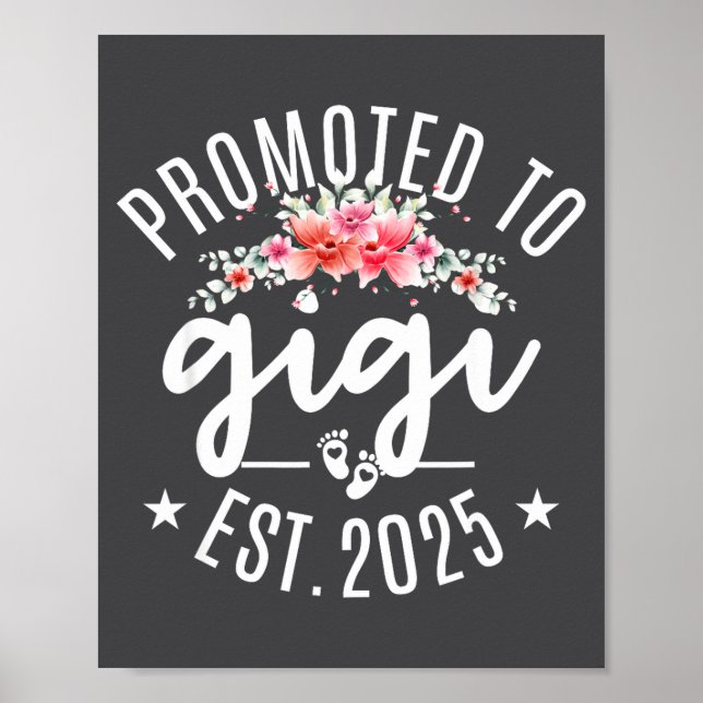 Affiche Promoted To Gigi 2025 Flower First Time New Grandm (Devant)