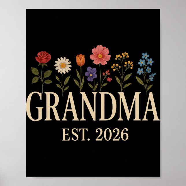 Affiche Promoted To Grandma 2026 Pregnancy Flower New Gran (Devant)
