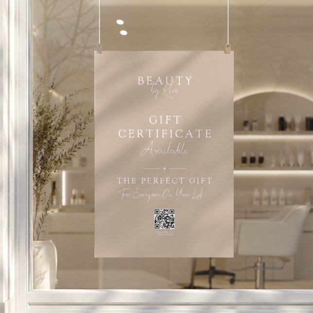 Affiche promotionnelle de certificat-cadeau de sal (Salon Gift Certificate Promo Poster with QR Code)