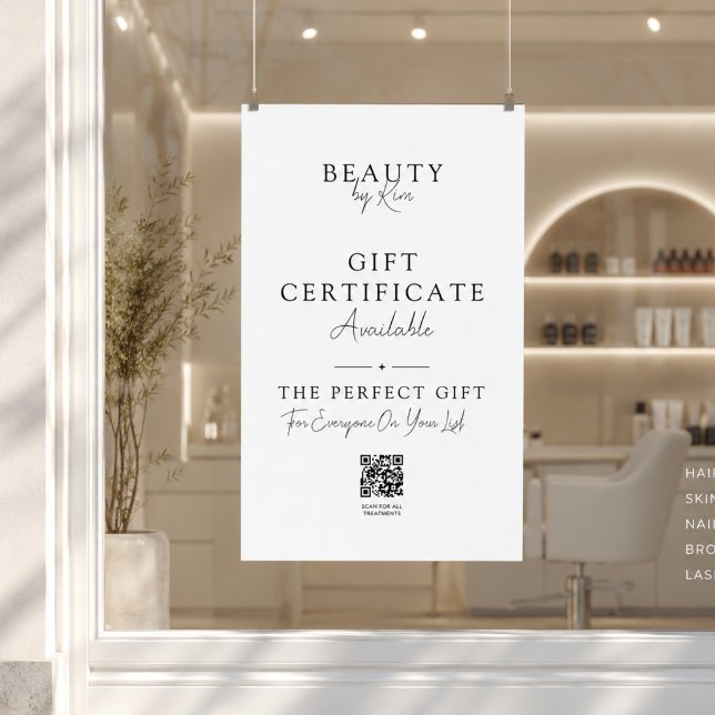 Affiche promotionnelle de certificat-cadeau de sal (Salon Gift Certificate Promo Poster with QR Code)