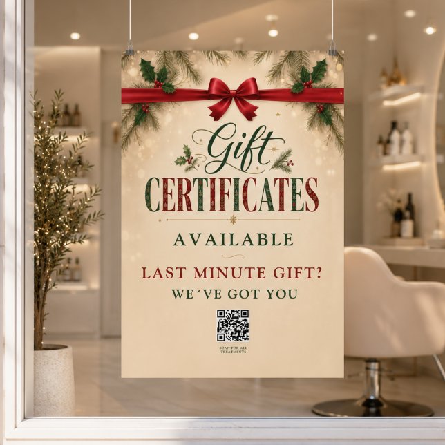 Affiche promotionnelle de certificat-cadeau de sal (Christmas Salon Gift Certificate Promo Poster)