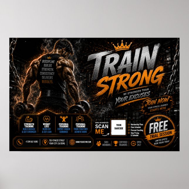 Affiche promotionnelle de gym/fitness modifiable (Devant)