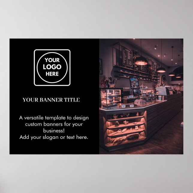 Affiche promotionnelle noire | Logo d'entreprise p (Devant)