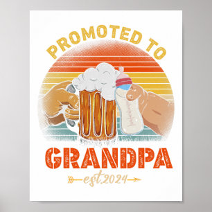Affiche Promu À Grandpa Est 2024 Fête des pères Vintage