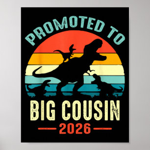 Affiche Promu grand cousin 2026 dinosaure t-rex garçons