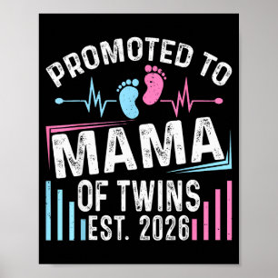 Affiche Promue Maman de Jumeaux Est 2026 Baby Shower Vin