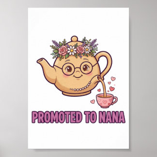 Affiche Promue Nana — Théière mignonne avec couronne de fl