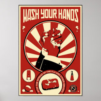 Affiche Propagande de bureau : Lavez vos mains