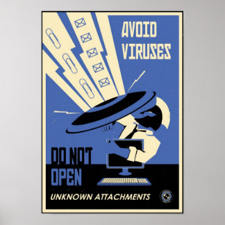 Affiche Propagande Office : Évitez les téléchargements (bl