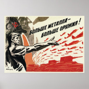 Affiche Propagande soviétique 1942 de l'URSS de 2ÈME