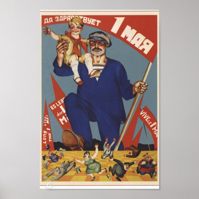 Affiche Propagande soviétique de la fête du travail (Devant)