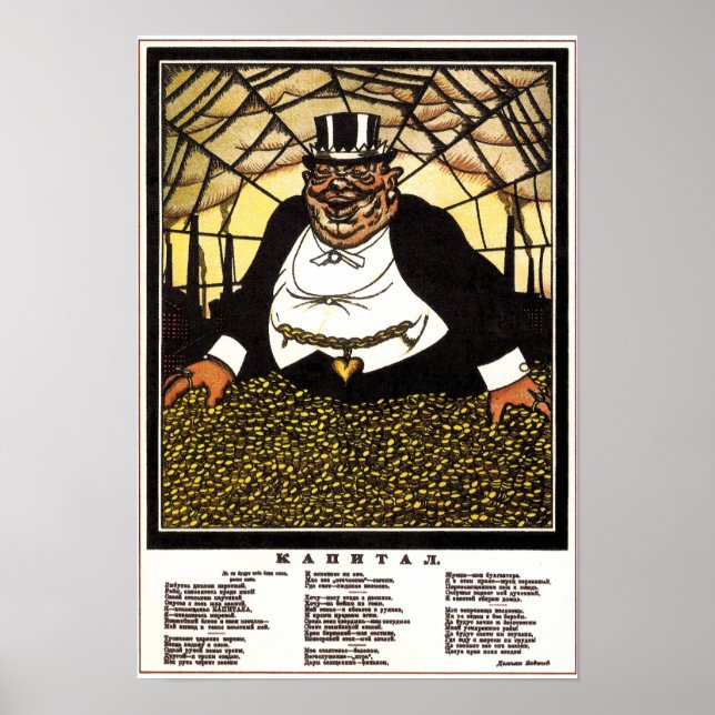 Affiche Propagation anti-capitalisme de l'URSS vintage (Devant)