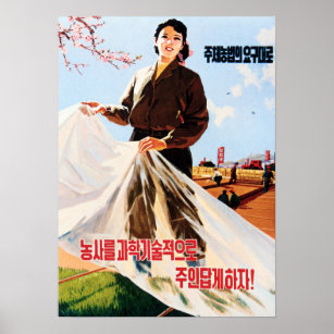 Affiche Propagation du DPR Corée du Juche Agricultural Rev