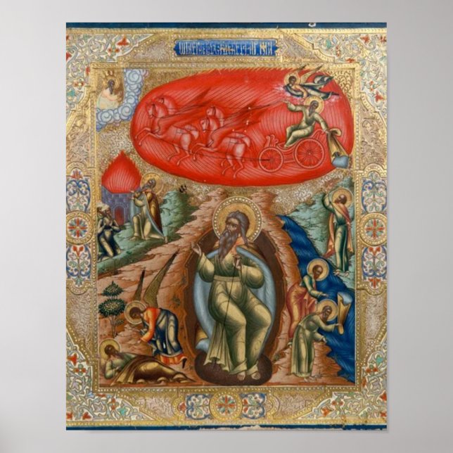 Affiche Prophète Elijah Orthodoxe Icône chrétienne Imprime (Devant)
