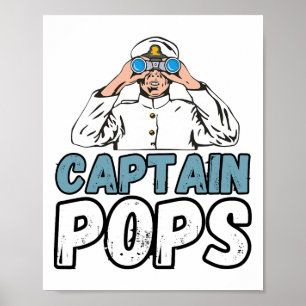 Affiche Propriétaire de bateau de plaisance capitaine pops