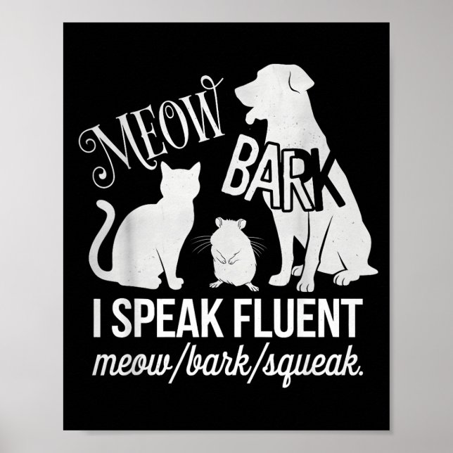 Affiche Propriétaire de chat rat chien Je parle couramment (Devant)