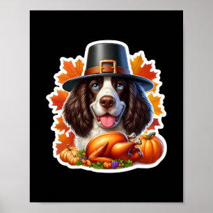 Affiche Propriétaire de chien épagneul anglais de Thanksgi