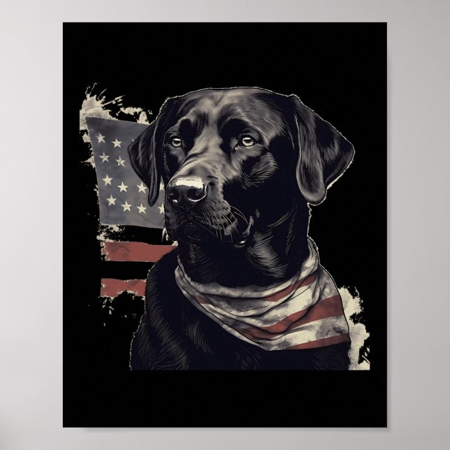 Affiche Propriétaire de Lab américain Drapeau Usa Labrador (Devant)