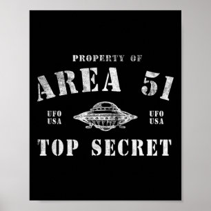 Affiche Propriété de la zone 51 Top Secret Ovni Extraterre