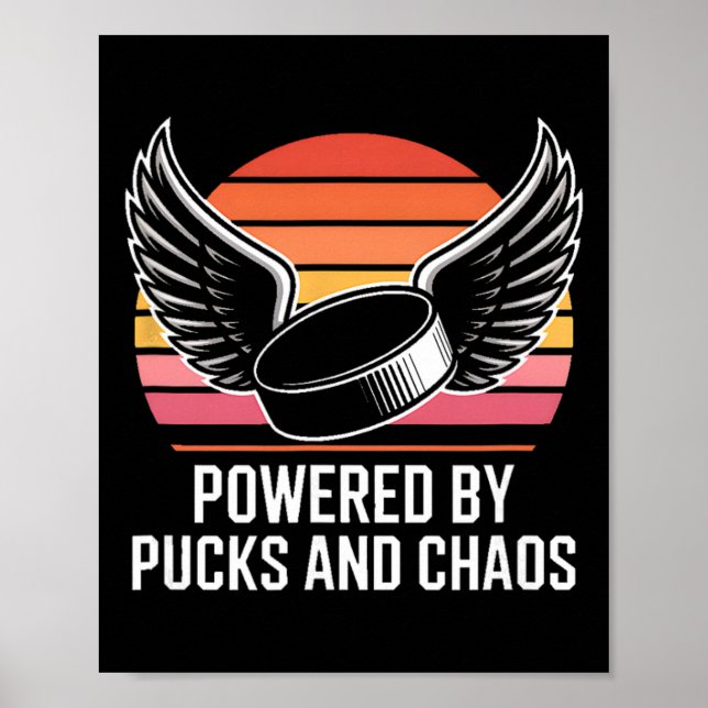 Affiche Propulsé par Pucks And Chaos Hockey Retro Wings  (Devant)