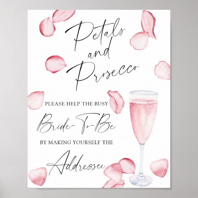 Affiche Prosecco - aider la mariée occupée Adresse  (Devant)