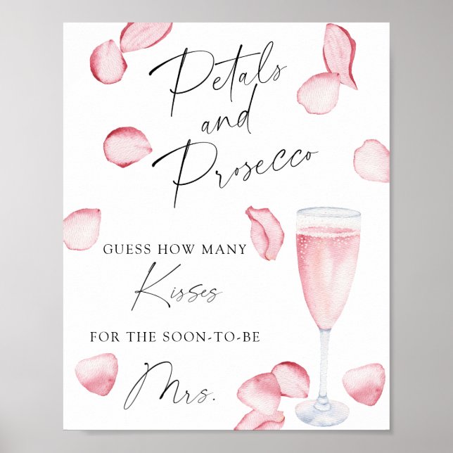 Affiche Prosecco - combien de baisers jeu de baby shower (Devant)