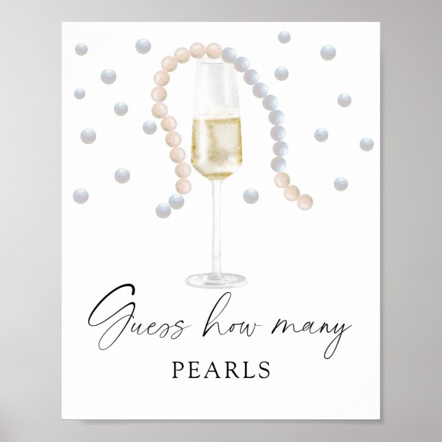 Affiche Prosecco - combien de PEARLS jeu de douche nuptial (Devant)