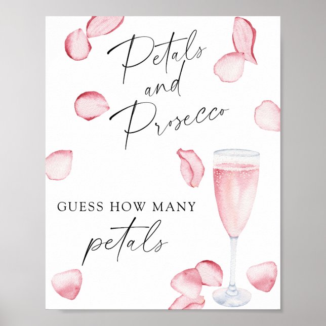 Affiche Prosecco - combien de pétales Jeu de baby shower (Devant)