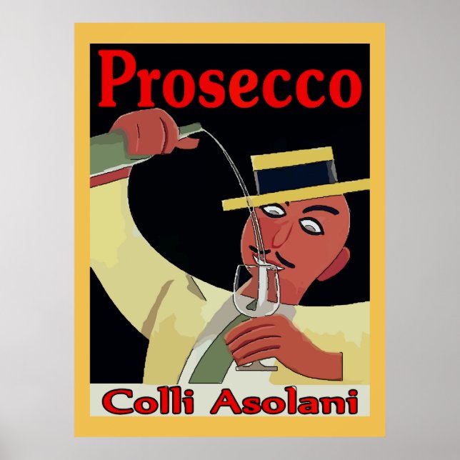 Affiche Prosecco, homme avec verre (Devant)