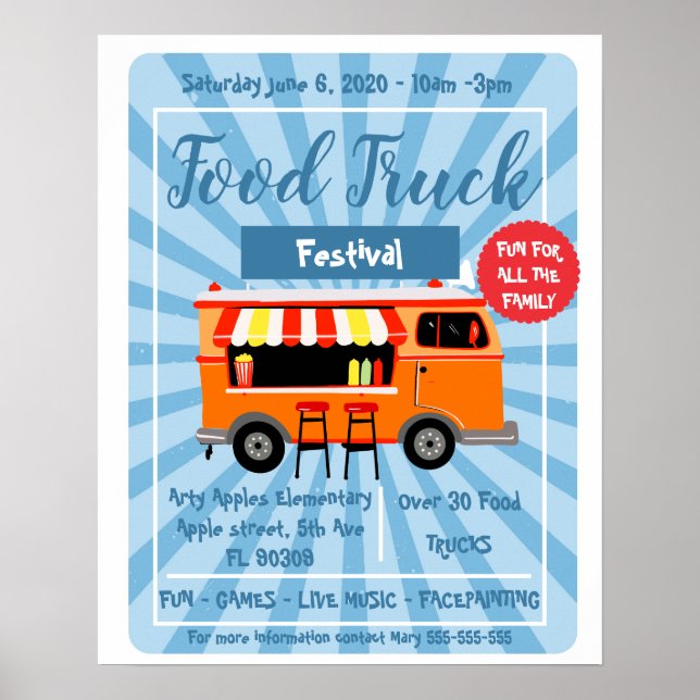 Affiche prospectus thématique pour camions de nourriture e (Devant)