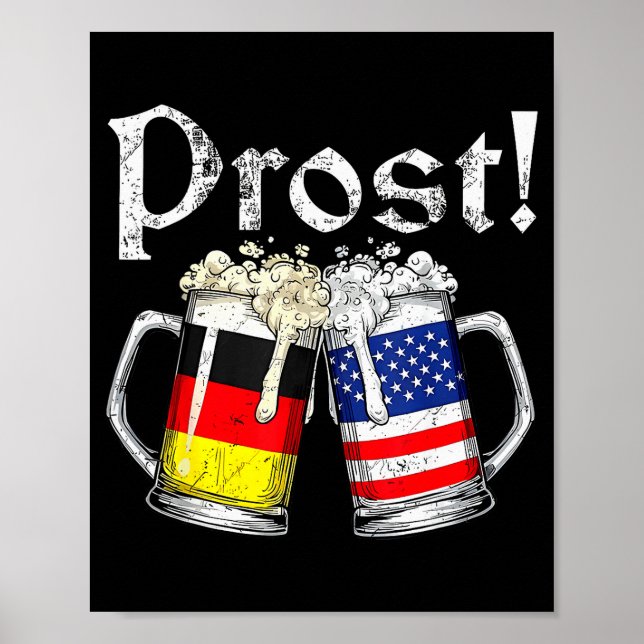 Affiche Prost Beer German American Flag Men Mug  (Devant)