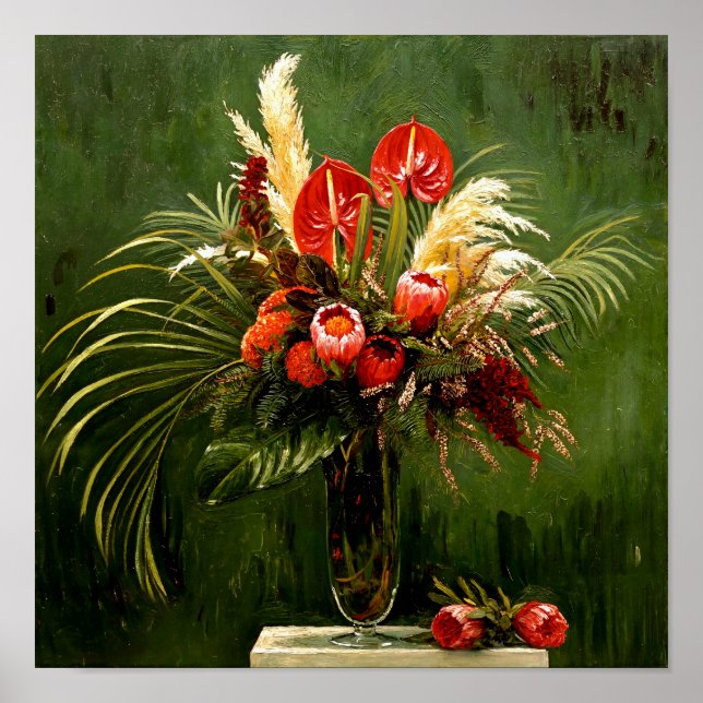 Affiche Protea de Van Gogh et autres fleurs (Devant)