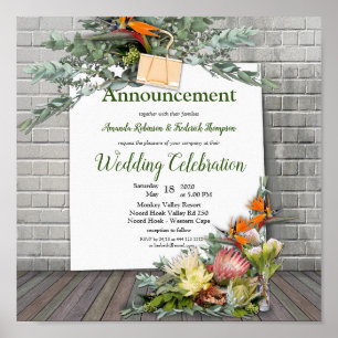 Affiche Protea - Faire-part à fleurs Strelitzia