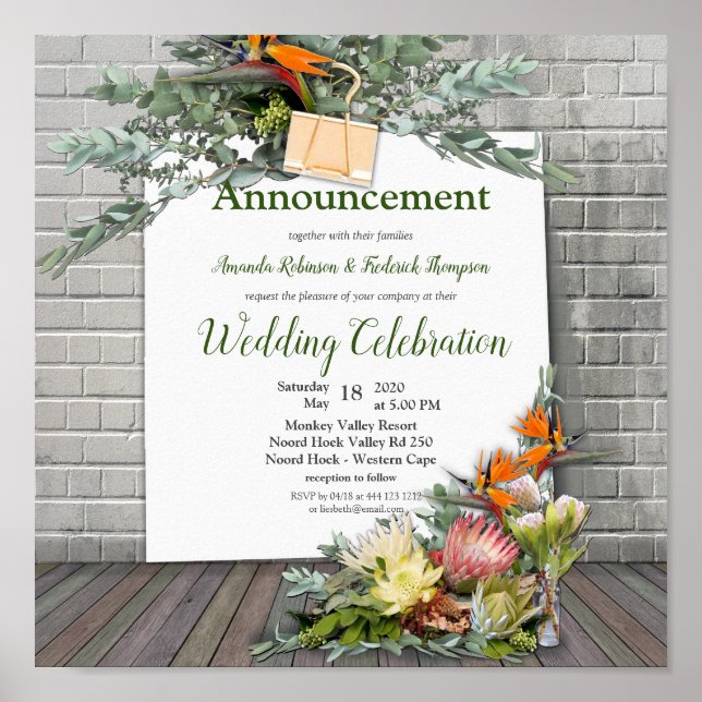 Affiche Protea - Faire-part à fleurs Strelitzia (Devant)