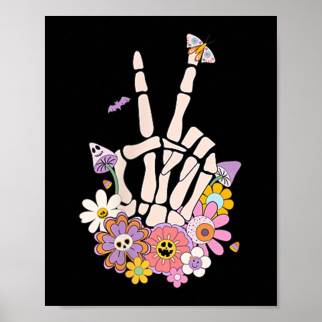 Affiche Protect Your Peace Flower Skull Skeleton Hand Ment (Devant)