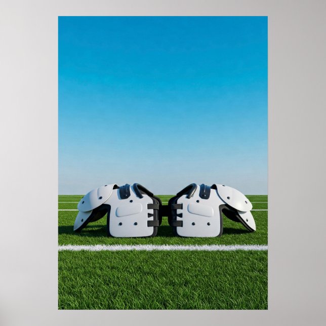 Affiche Protège-épaule de football sur scène de gazon (Devant)