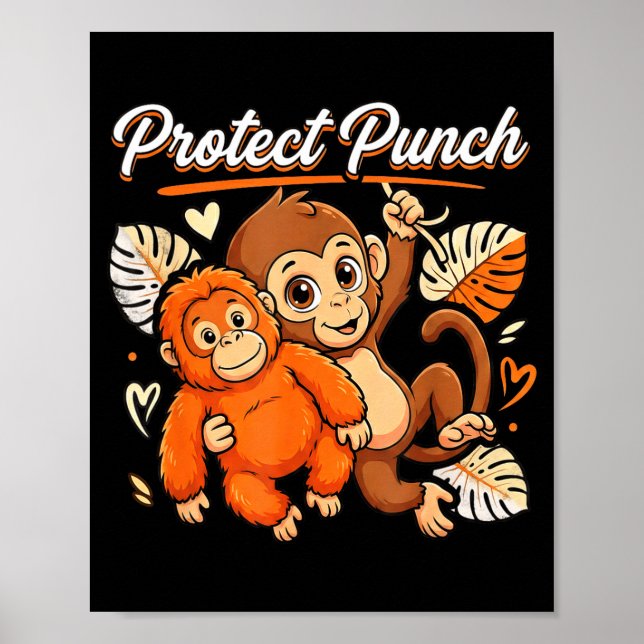 Affiche Protéger bébé singe coup de poing mème de primate  (Devant)