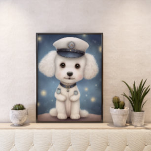 Affiche Protéger et Servir : Poodle Policier en Service