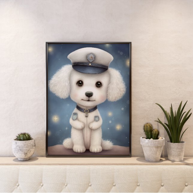 Affiche Protéger et Servir : Poodle Policier en Service (Créateur téléchargé)