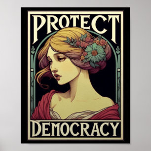 Affiche Protéger La Démocratie Militante Féministe Art For